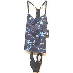 Nike Swim Women's 2-Piece Blue Swoosh Racerback Tankini NESSB436-494 NWT